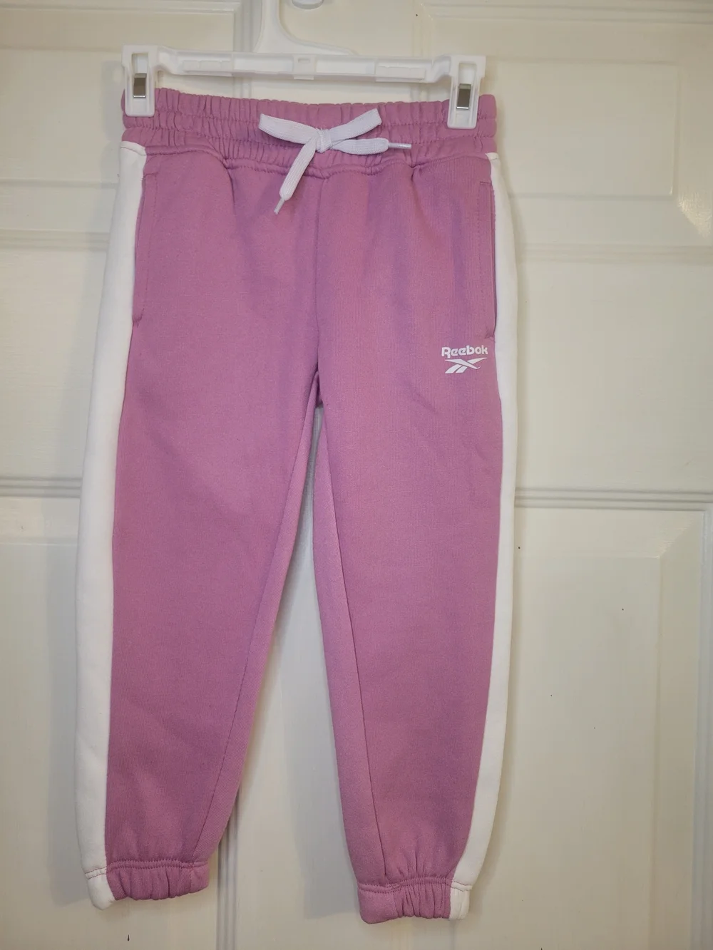 Reebok Kids' Pink Jogger Pants with White Side Panels